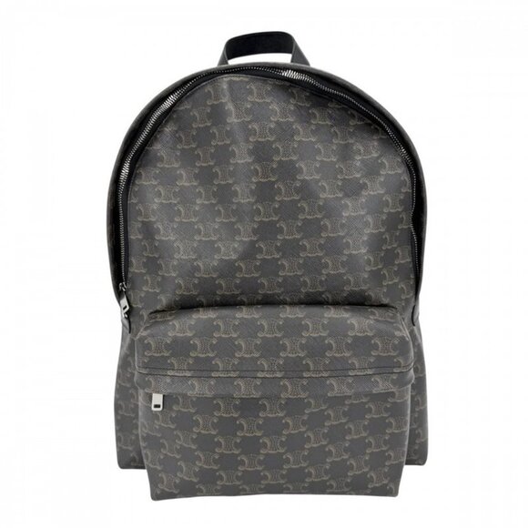 Celine Backpack Leather Canvas Brown X Black